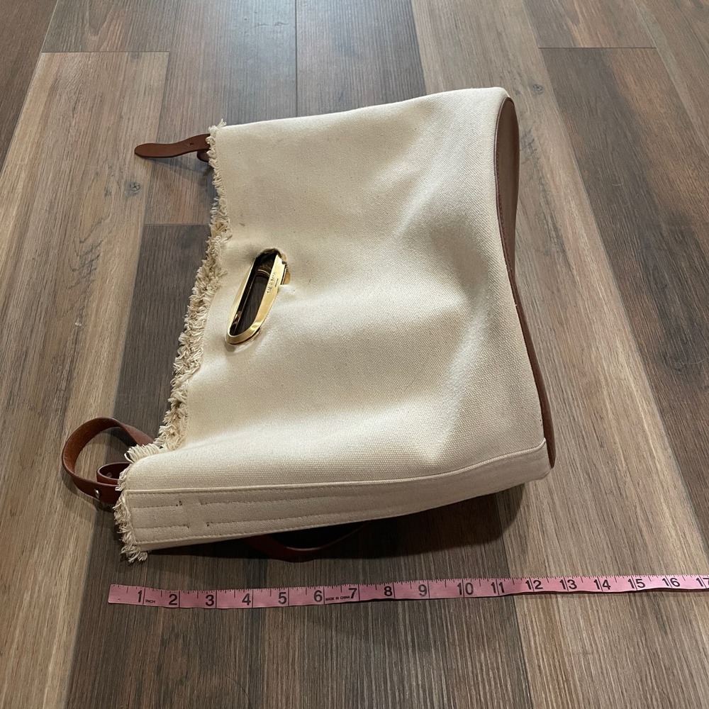 Rag & Bone Belize Canvas Tote Tan Brown Leather Shoulder Strap - Picture 13 of 14